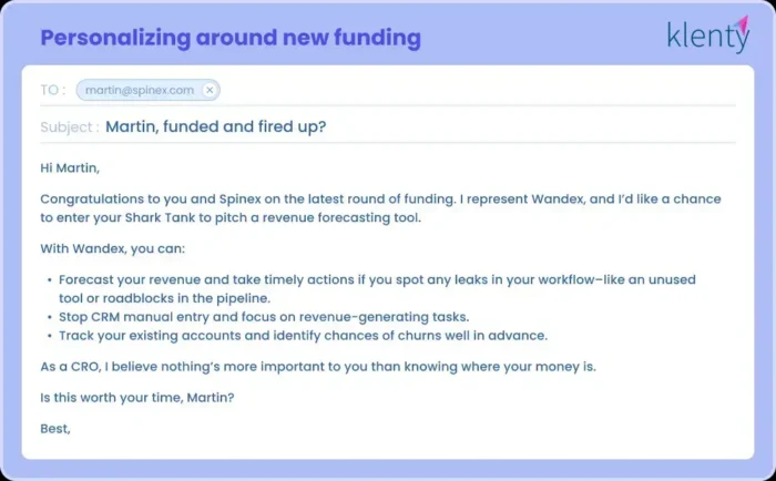 An example of personalized emails.
