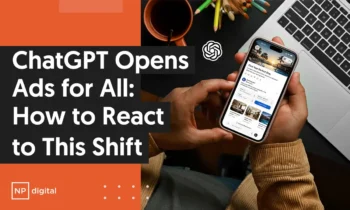 A graphic saying "ChatGPT opens Ads For All: How To React to This Shift.