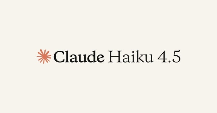 Logo do Claude Haiku 4.5 em fundo claro, com símbolo laranja em formato de asterisco à esquerda e texto em preto com tipografia serifada.