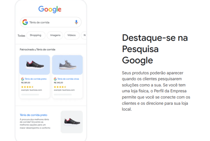 exibição dos produtos na SERP do Google; fonte: Google