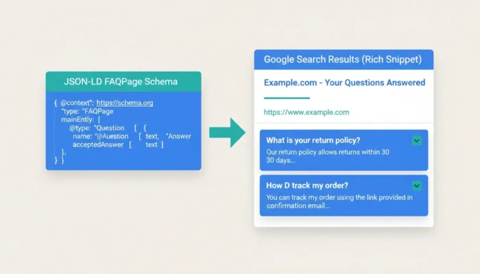 How FAQ schema translates to a rich snippet.
