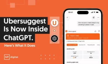 A graphic saying "Ubersuggest is now isnide ChatGPT."