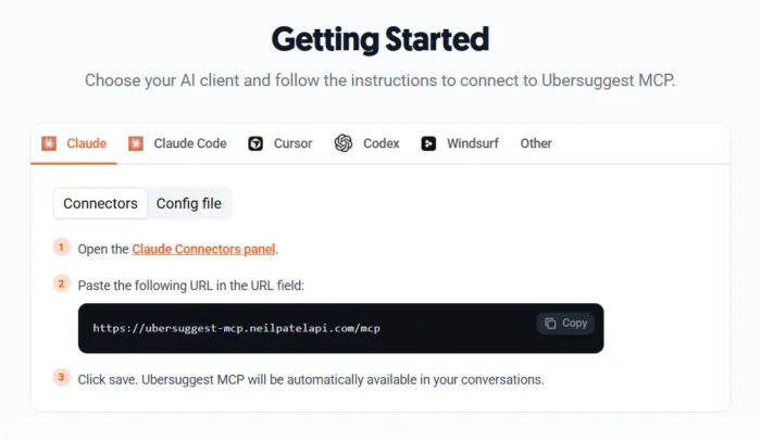Getting started using Ubersuggest.