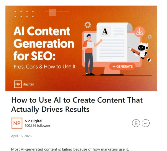 An example of a Linkedin article from NP Digital.