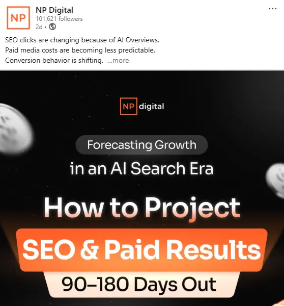 A Linkedin article post from NP Digital.