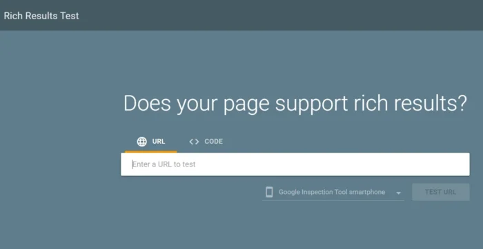 A screenshot of Google’s Rich Results Test tool, which you can use to see if your site will show in featured elements of the SERPs.  
