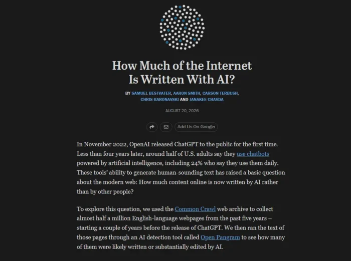 Example of a webpage presenting original research with a prominent statistic, descriptive heading, and supporting context