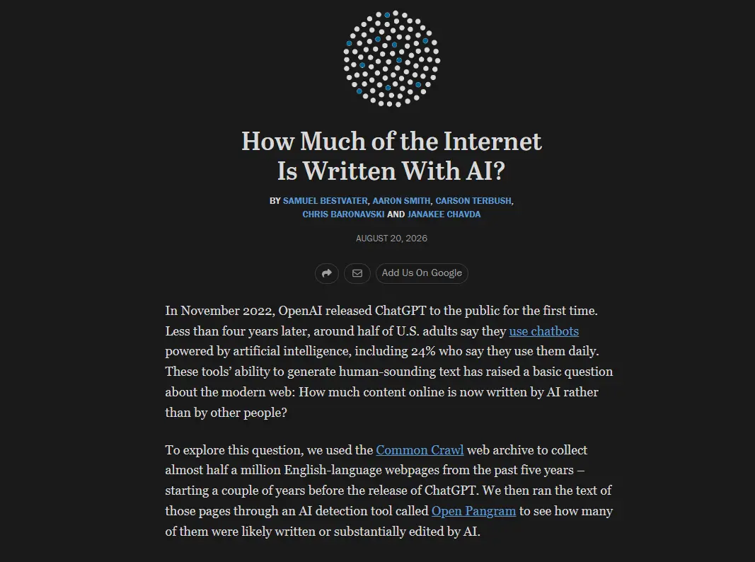 Example of a webpage presenting first investigation alongside a notable statistic, descriptive heading, and supporting context