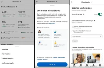 Professional creators and brands using LinkedIn's Creator Marketplace to build partnerships.