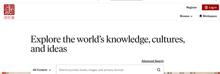 The JSTOR interface.