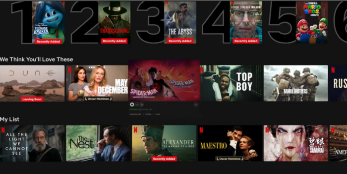 A screenshot of Netflix using personalization to keep customers streaming